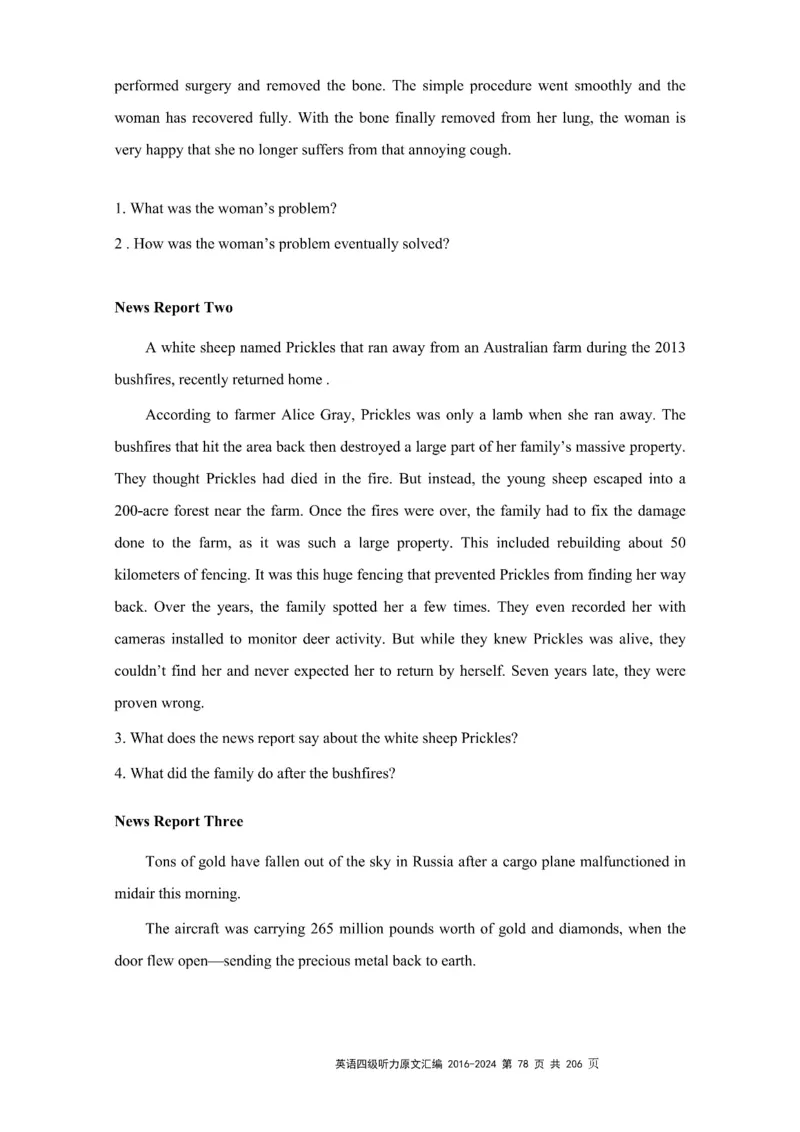 四级听力原文2016-2024_大学英语四级+六级_四级真题_专项_四级听力专项