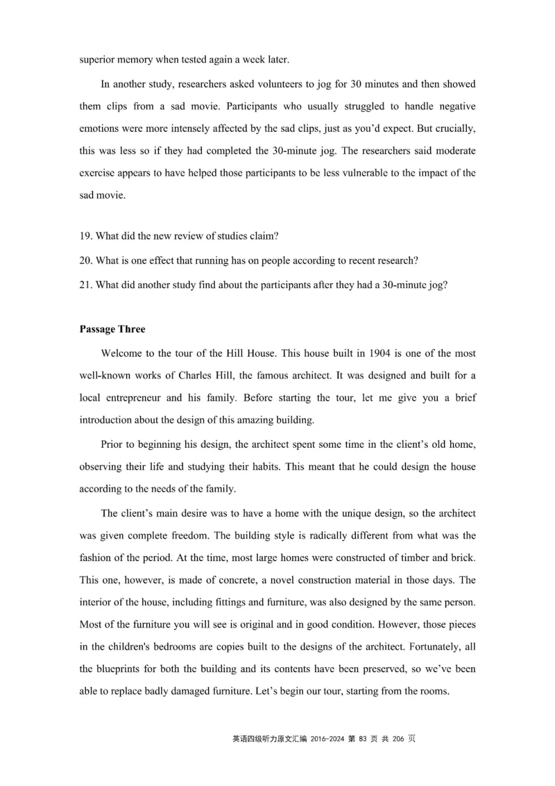 四级听力原文2016-2024_大学英语四级+六级_四级真题_专项_四级听力专项