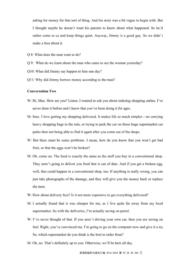 四级听力原文2016-2024_大学英语四级+六级_四级真题_专项_四级听力专项