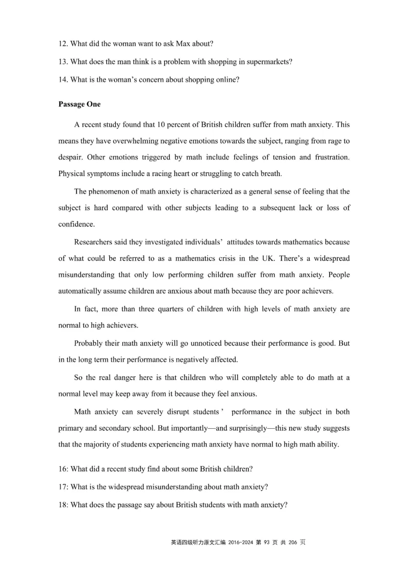 四级听力原文2016-2024_大学英语四级+六级_四级真题_专项_四级听力专项