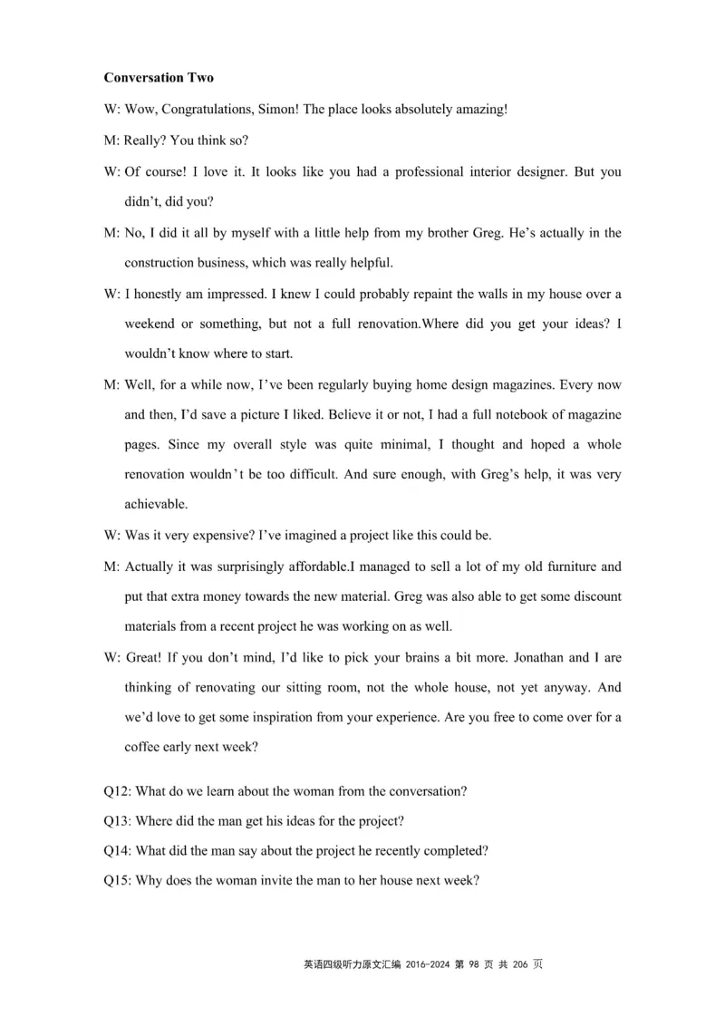 四级听力原文2016-2024_大学英语四级+六级_四级真题_专项_四级听力专项