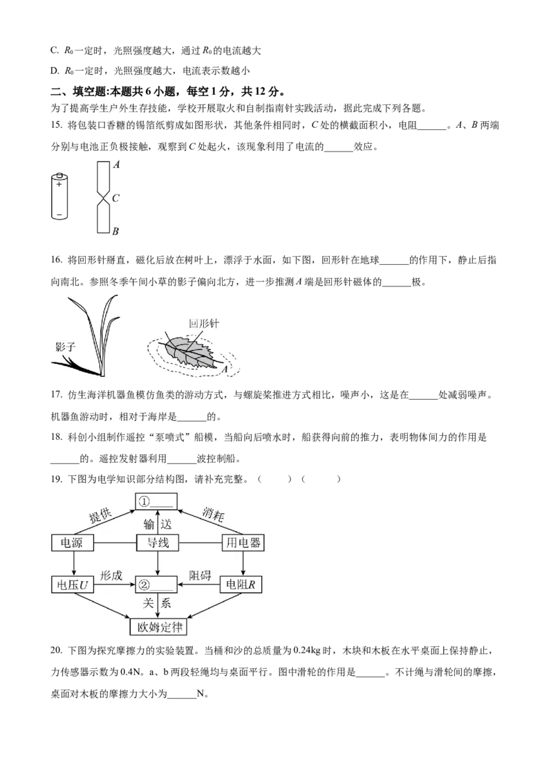 2025年福建省中考物理真题（空白卷）_福建中考1_4.福建中考物理（2017-2025）