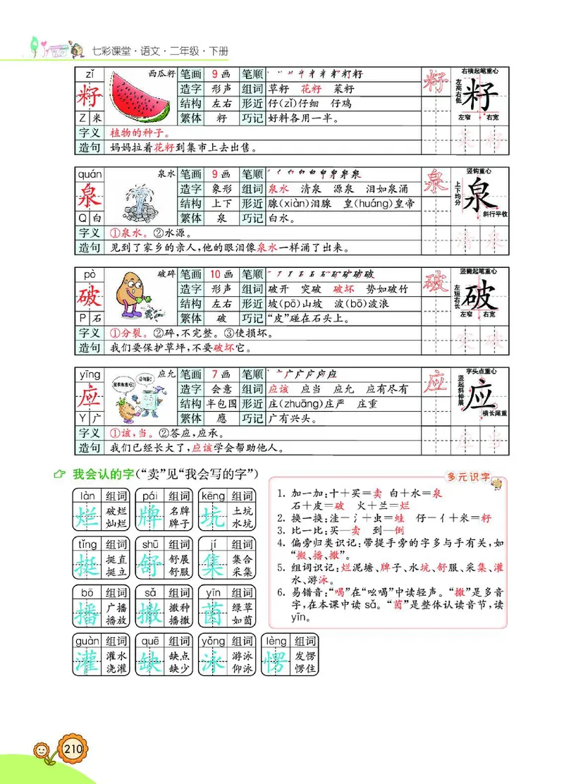 《七彩课堂》语文2年级下册（RJ）_二年级上下册资料_小学二年级学习资料-25年更新版_2-02、小学二年级语文下册_2-2-2、练习题、作业、试题、试卷_电子册类