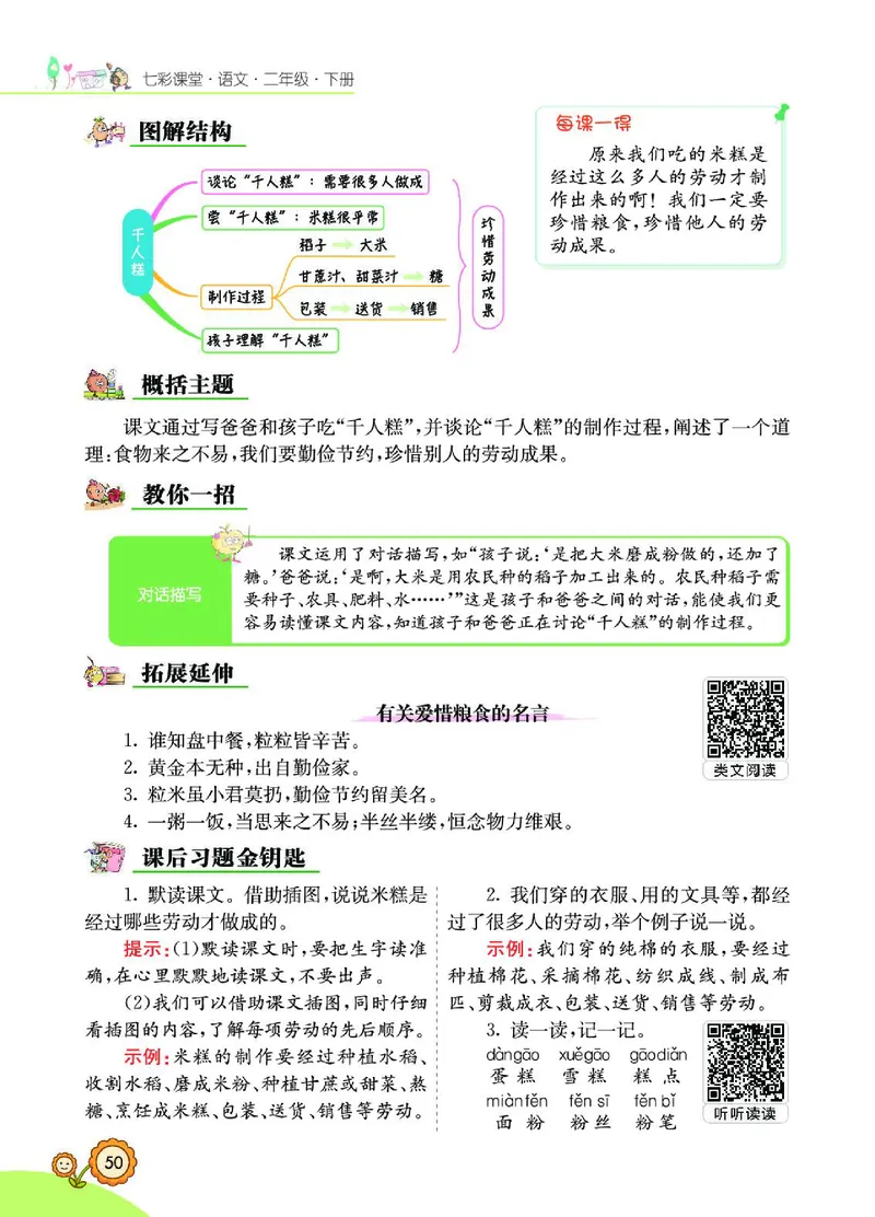 《七彩课堂》语文2年级下册（RJ）_二年级上下册资料_小学二年级学习资料-25年更新版_2-02、小学二年级语文下册_2-2-2、练习题、作业、试题、试卷_电子册类