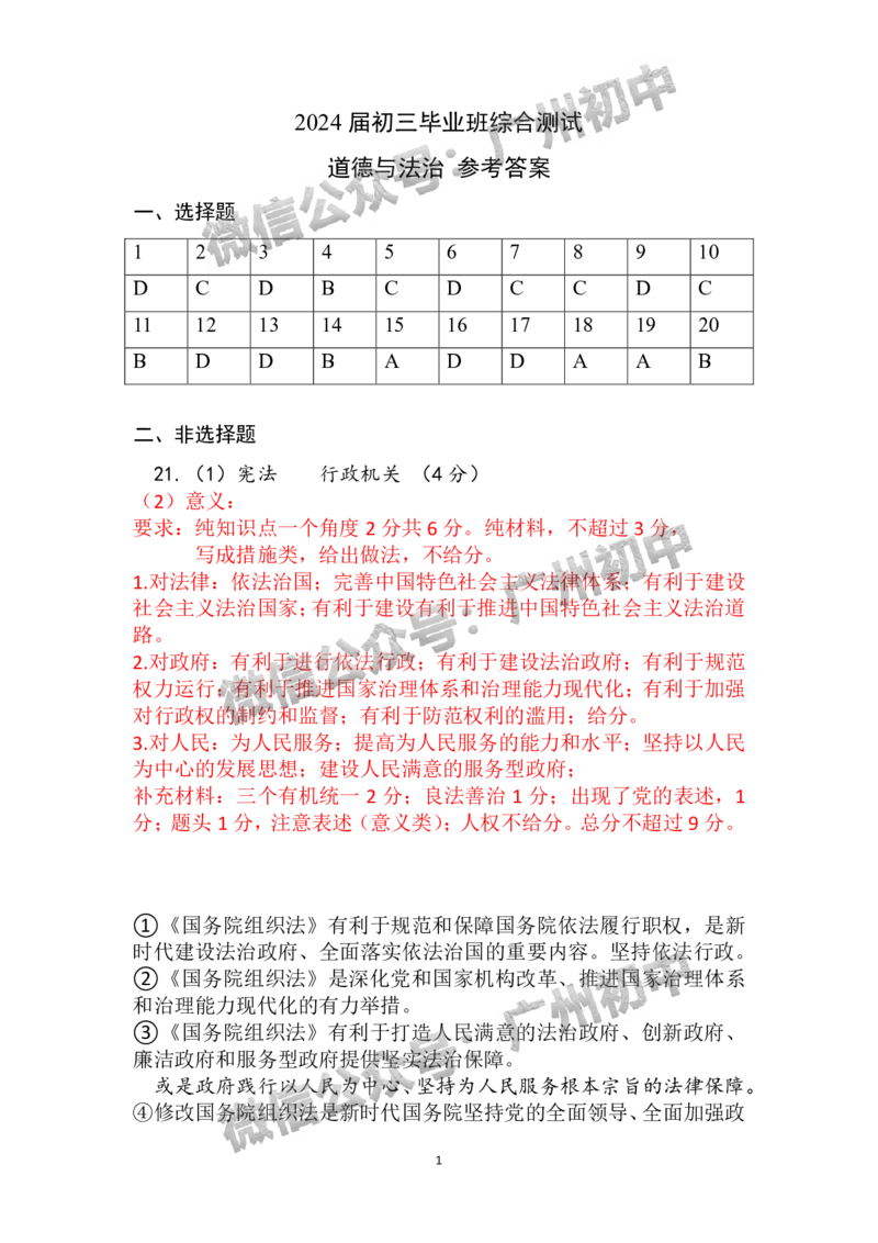 2024天河区中考一模道德与法治试题答案解析_广州九上月考+期中+期末+一模二模+中考真题_广州2024年中考一模_天河区