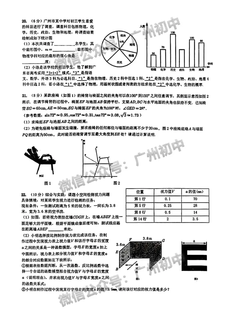 2025广州市执信中学中考二模数学试题_广州九上月考+期中+期末+一模二模+中考真题_2025中考二模