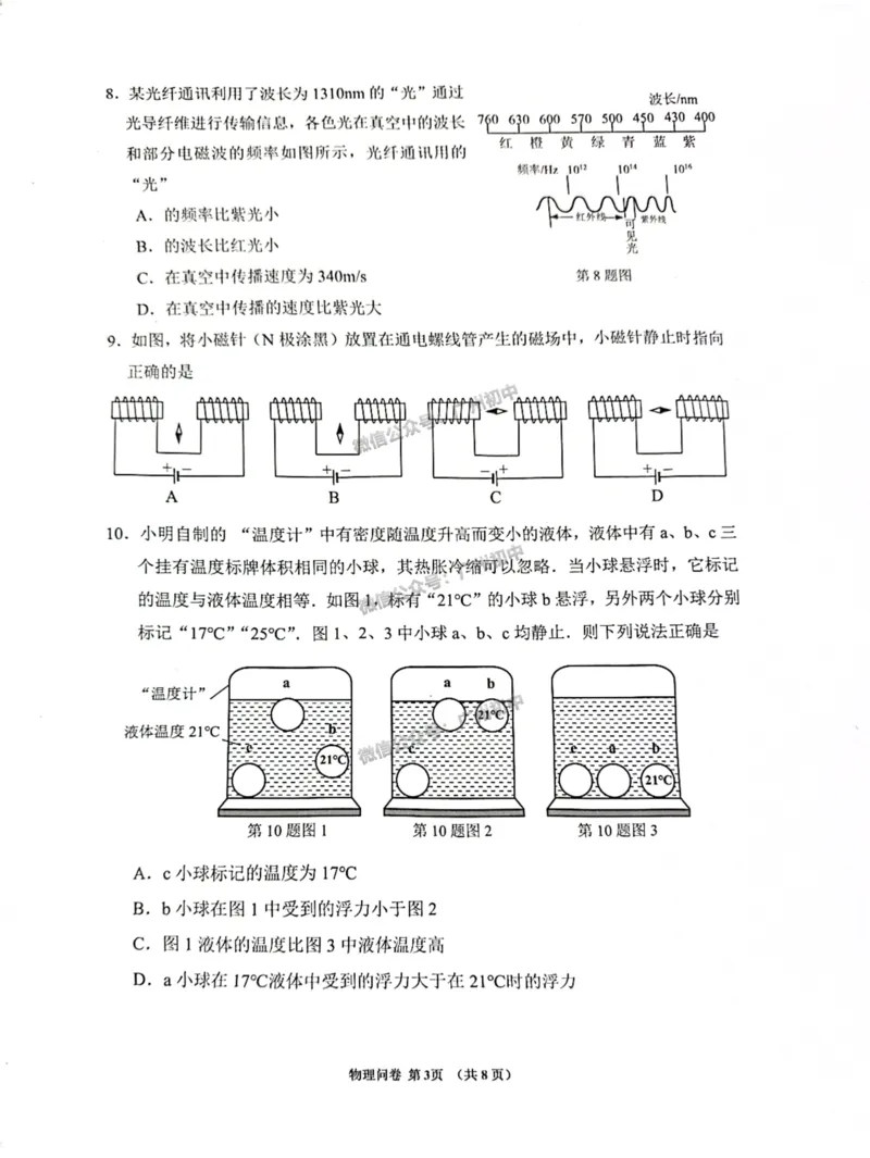 2025增城区中考一模物理试题_广州九上月考+期中+期末+一模二模+中考真题_广州2025年中考一模_2025年11区中考一模_增城区