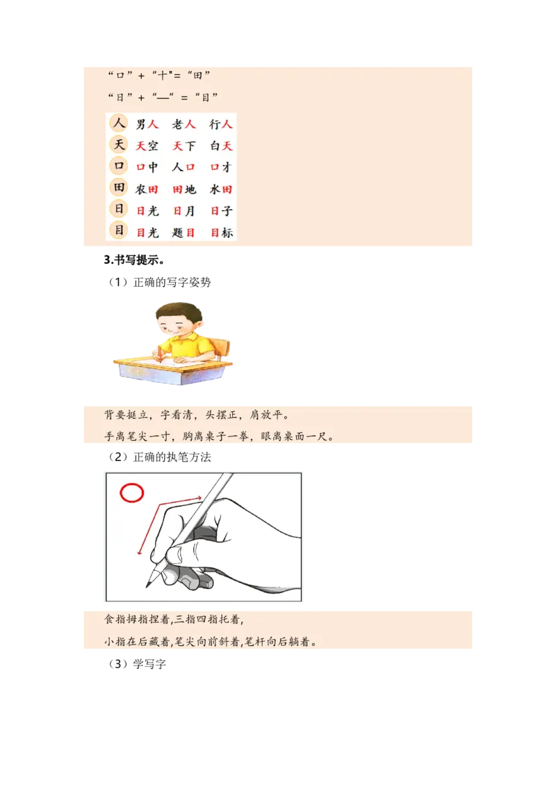 第一单元（知识清单）（统编版）_一年级语文上册（统编版）_单元知识复习专项_2024版