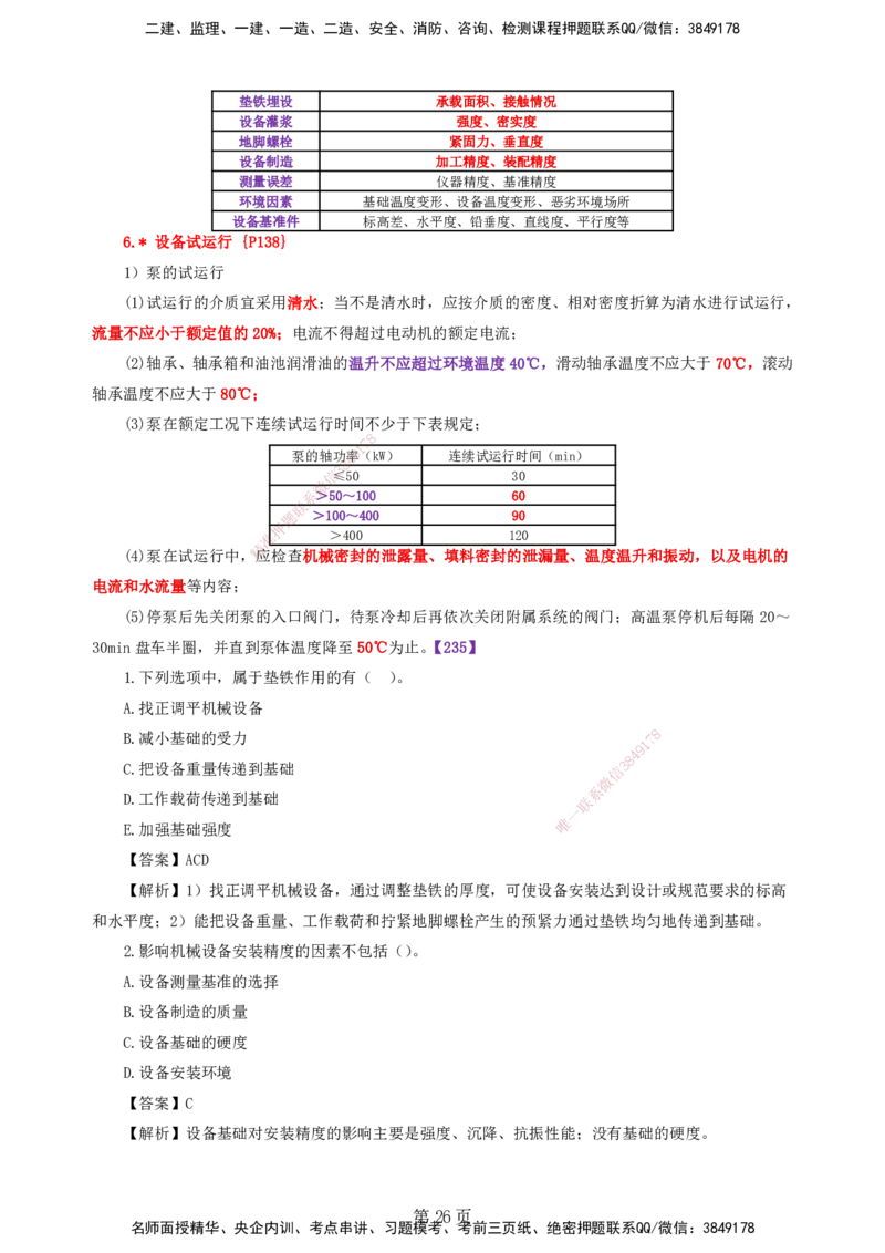 天成密训&mdash;&mdash;讲义合集_2026年一级建造师_2026年一建机电_2025年一建机电SVIP_04-冲刺串讲✿考点强化✿小灶集训_87-机电《考前天成密训》石莉HX_讲义