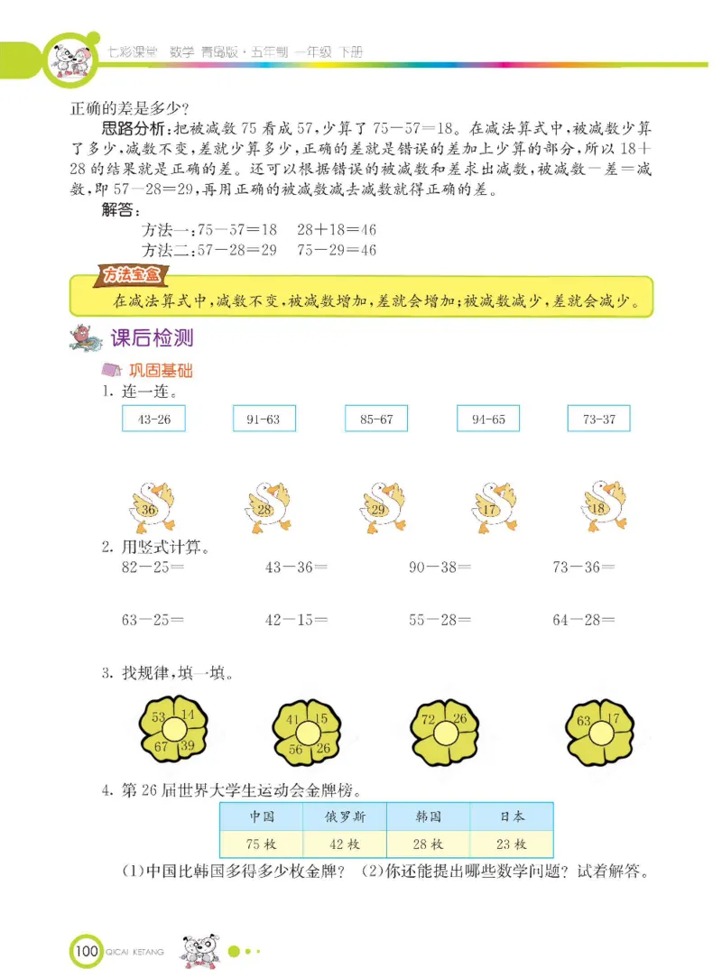 《七彩课堂》数学1年级下册（54QD）_一年级上下册资料_小学一年级学习资料-25年更新版_1-04、小学一年级数学下册_1-4-2、练习题、作业、试题、试卷_青岛54版_电子册类