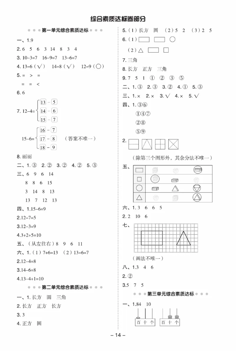 《典中点》数学试卷-数学1年级下册（SJ）_一年级上下册资料_小学一年级学习资料-25年更新版_1-04、小学一年级数学下册_1-4-2、练习题、作业、试题、试卷_苏教版_电子册类