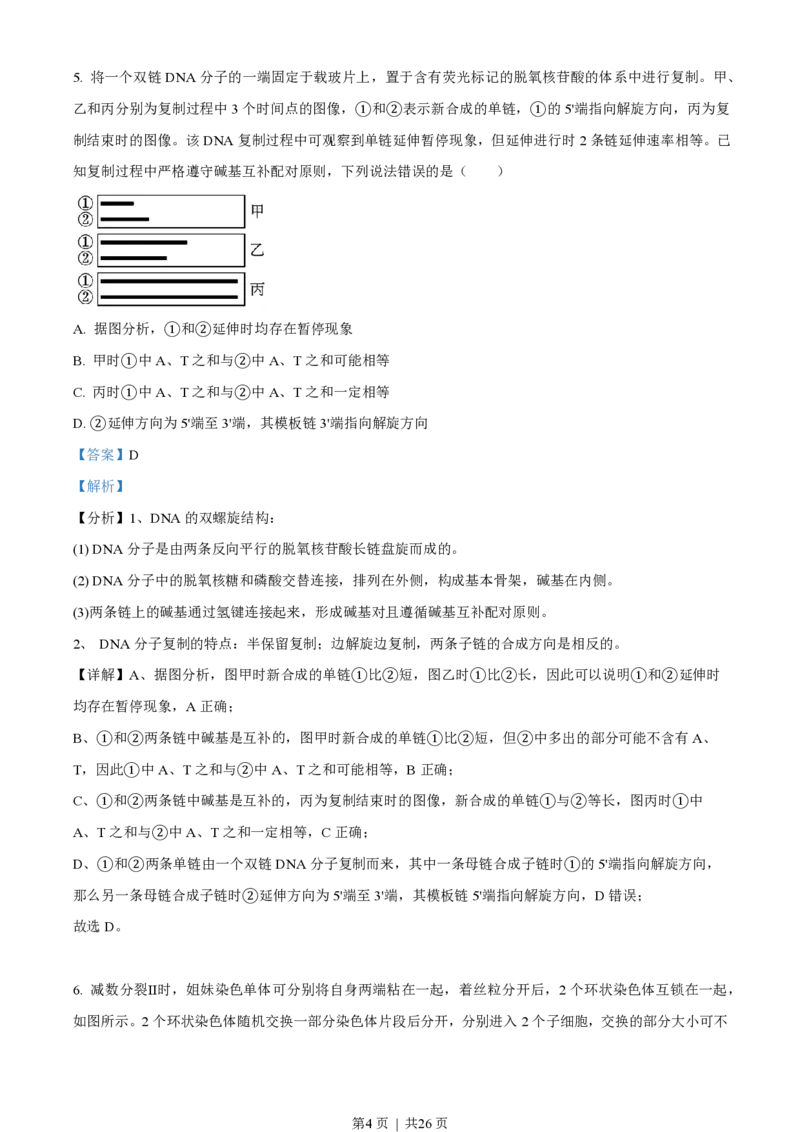 2023年高考生物试卷（山东）（解析卷）_生物历年高考真题_新&middot;PDF版2008-2025&middot;高考生物真题_生物（按试卷类型分类）2008-2025_自主命题卷&middot;生物（2008-2025）