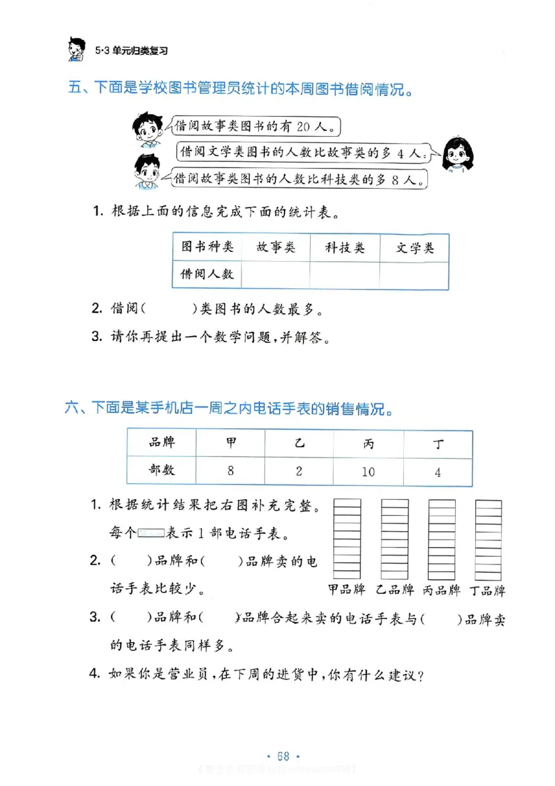 《53单元归类复习》24春数学2年级下册（RJ）_二年级上下册资料_小学二年级学习资料-25年更新版_2-04、小学二年级数学下册_2-4-2、练习题、作业、试题、试卷_人教版_电子册类