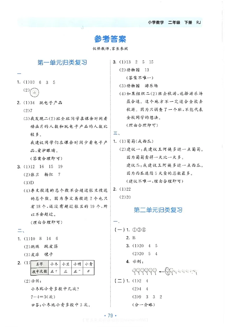 《53单元归类复习》24春数学2年级下册（RJ）_二年级上下册资料_小学二年级学习资料-25年更新版_2-04、小学二年级数学下册_2-4-2、练习题、作业、试题、试卷_人教版_电子册类