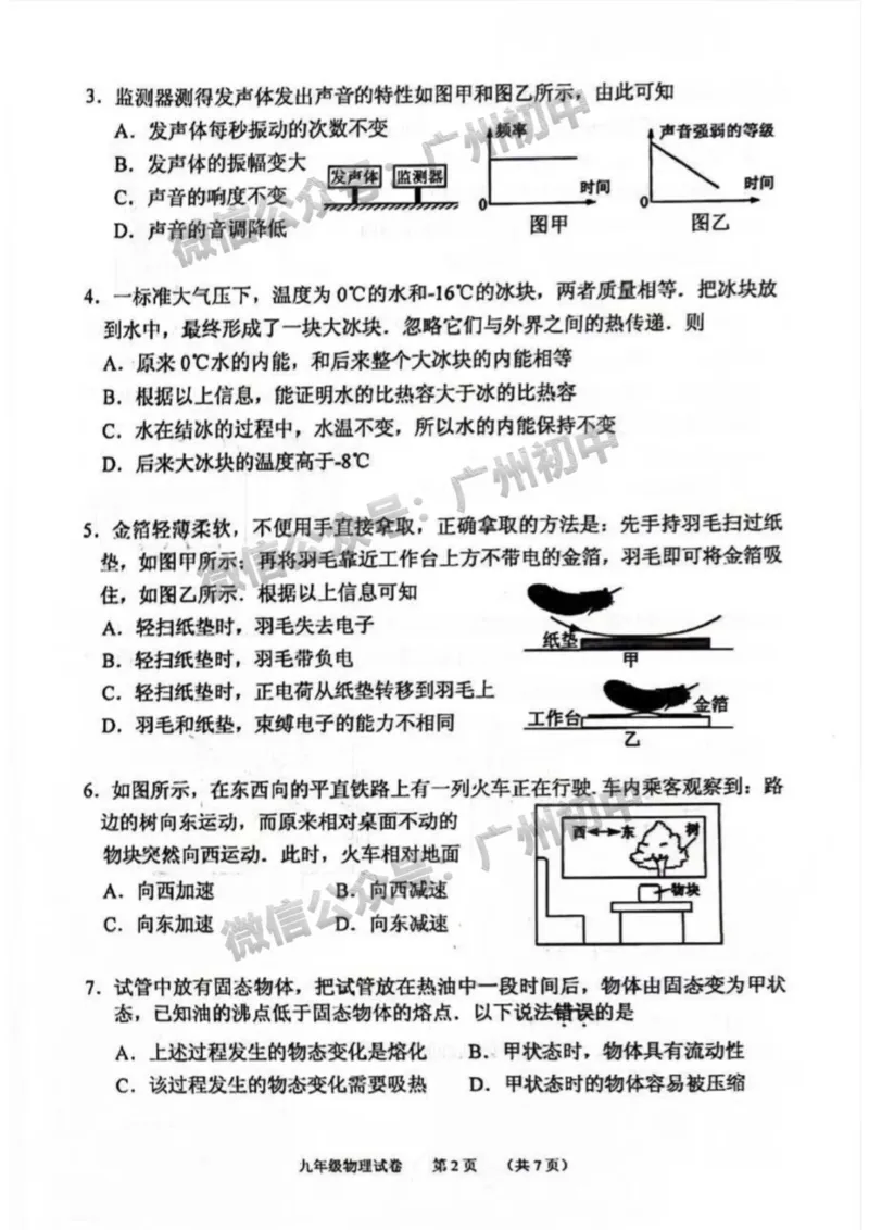2024海珠区中考一模物理试卷_广州九上月考+期中+期末+一模二模+中考真题_广州2024年中考一模_海珠区