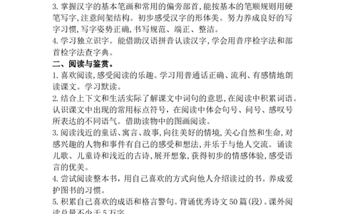 新课程标准第一学段课程目标（教案）_一年级语文上册（统编版）_单元教案含教学反思_第一单元