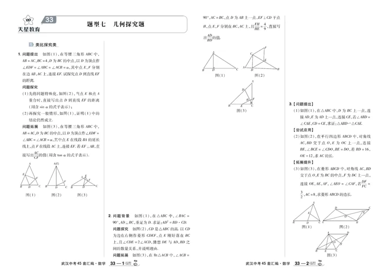 2025《中考数学45套》武汉题型专练_45套中招_2025《中考数学45套》武汉