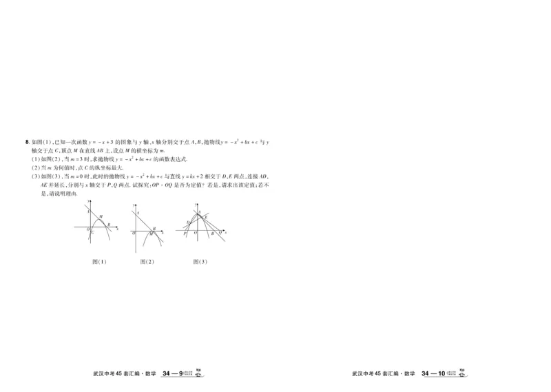 2025《中考数学45套》武汉题型专练_45套中招_2025《中考数学45套》武汉