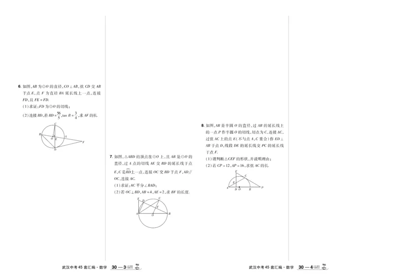 2025《中考数学45套》武汉题型专练_45套中招_2025《中考数学45套》武汉