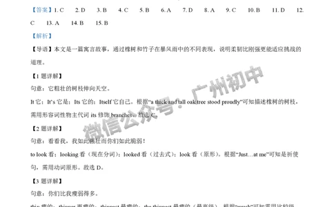 2025广州市执信中学中考二模英语试题（答案解析）_广州九上月考+期中+期末+一模二模+中考真题_2025中考二模