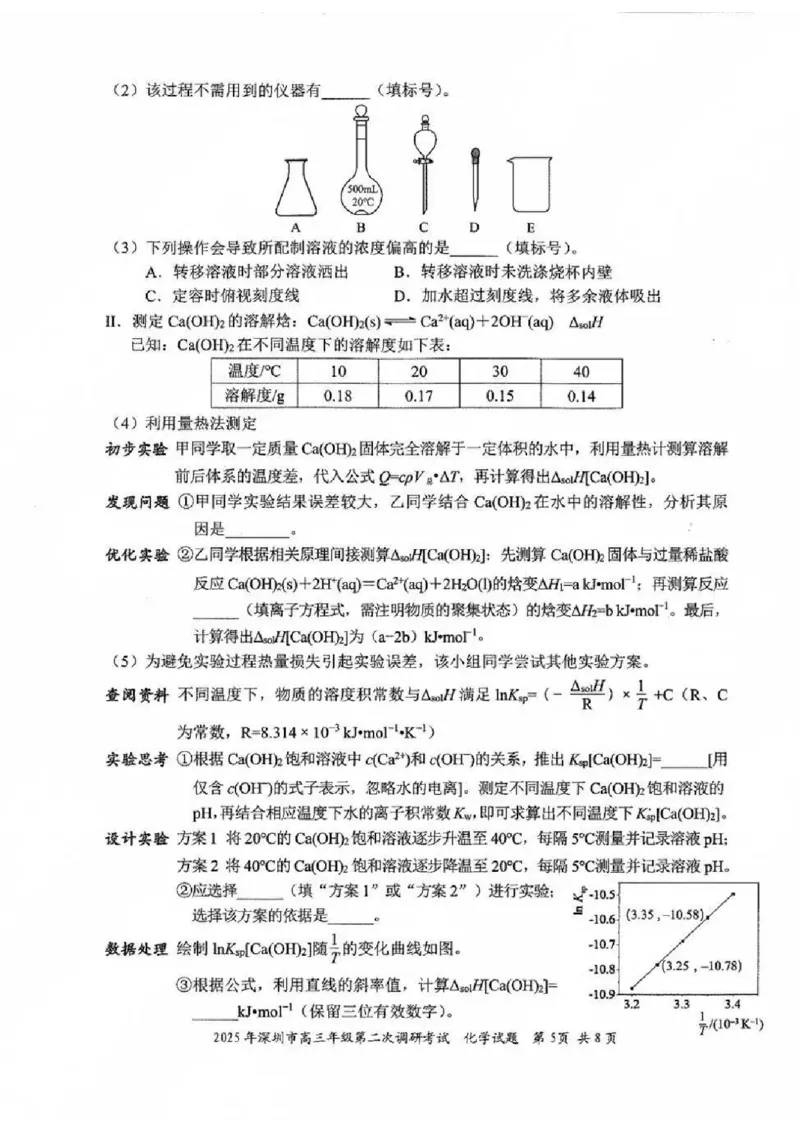 2025年4月深圳市高三二模化学试卷_@高三模考真题_2025年4月深圳市高三二模试卷及答案