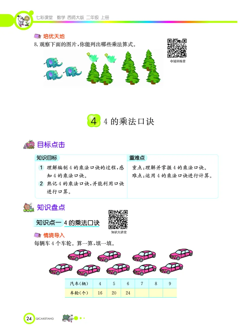 《七彩课堂》数学2年级上册（XS）_二年级上下册资料_小学二年级学习资料-25年更新版_2-03、小学二年级数学上册_2-3-2、练习题、作业、试题、试卷_西师版_电子册类