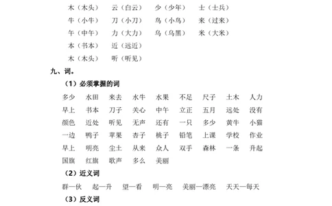 第五单元（知识清单）（统编版）_一年级语文上册（统编版）_单元知识复习专项_2024版