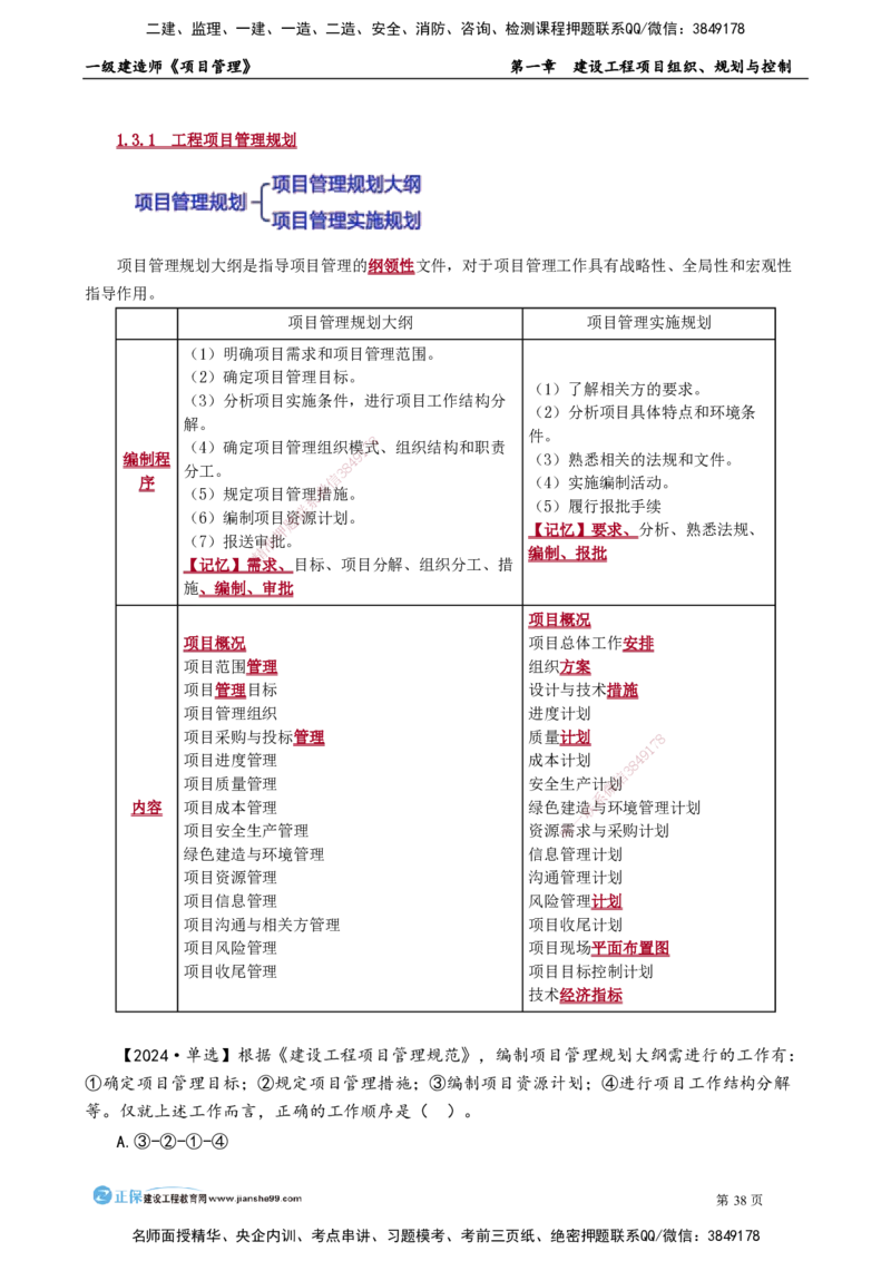 第一章　建设工程项目组织、规划与控制_2026年一级建造师_2026年一建管理_2025年一建管理SVIP_02-基础精讲✿高端面授✿深度强化_04-管理《基础精讲班》李娜JG_讲义