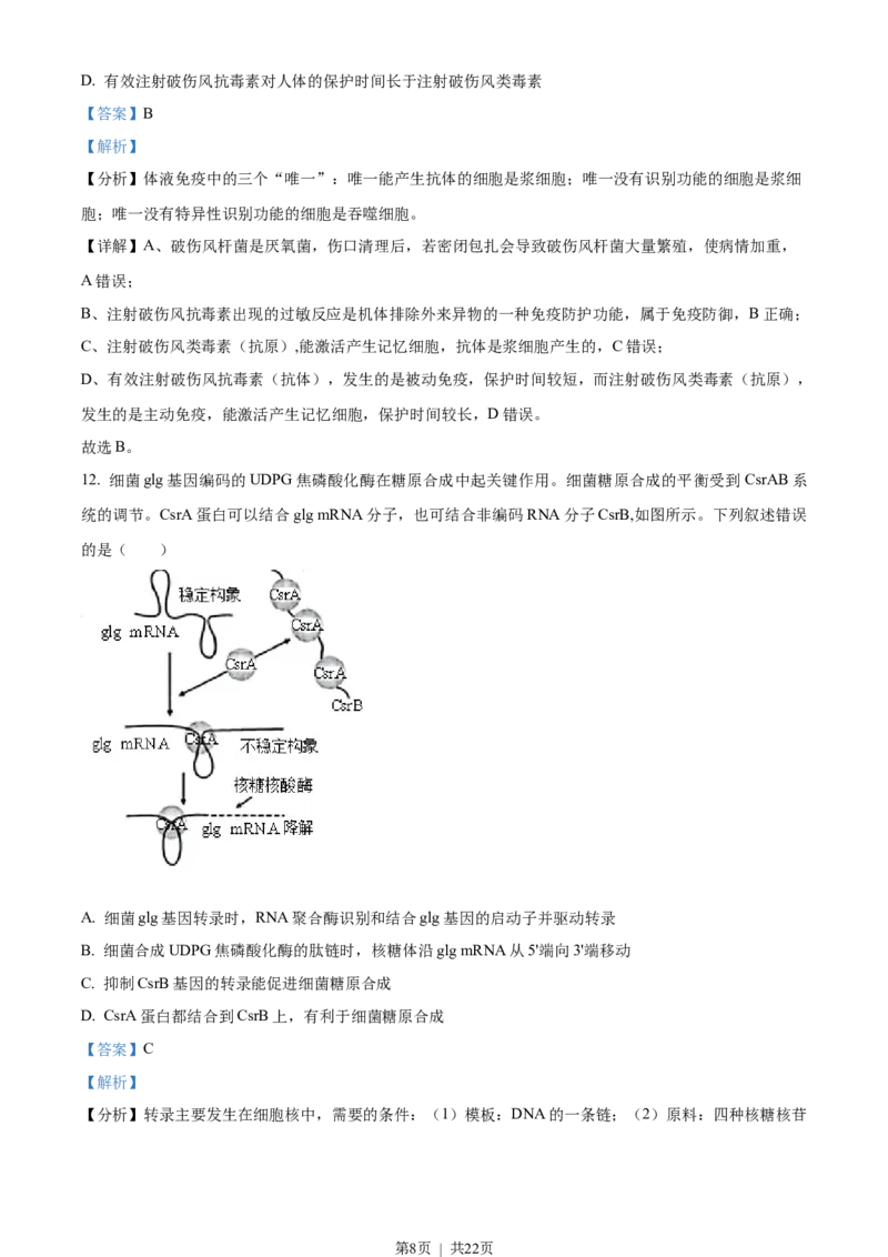 2023年高考生物试卷（湖南）（解析卷）_生物历年高考真题_新&middot;Word版2008-2025&middot;高考生物真题_生物（按试卷类型分类）2008-2025_自主命题卷&middot;生物（2008-2025）_湖南自主命题&middot;生物（2021-2025）