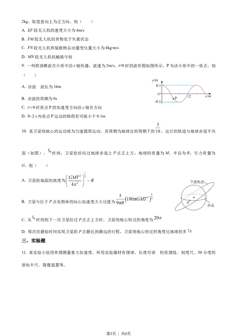 2023年高考物理试卷（重庆）（空白卷）_物理历年高考真题_新&middot;Word版2008-2025&middot;高考物理真题_物理（按试卷类型分类）2008-2025_自主命题卷&middot;物理（2008-2025）