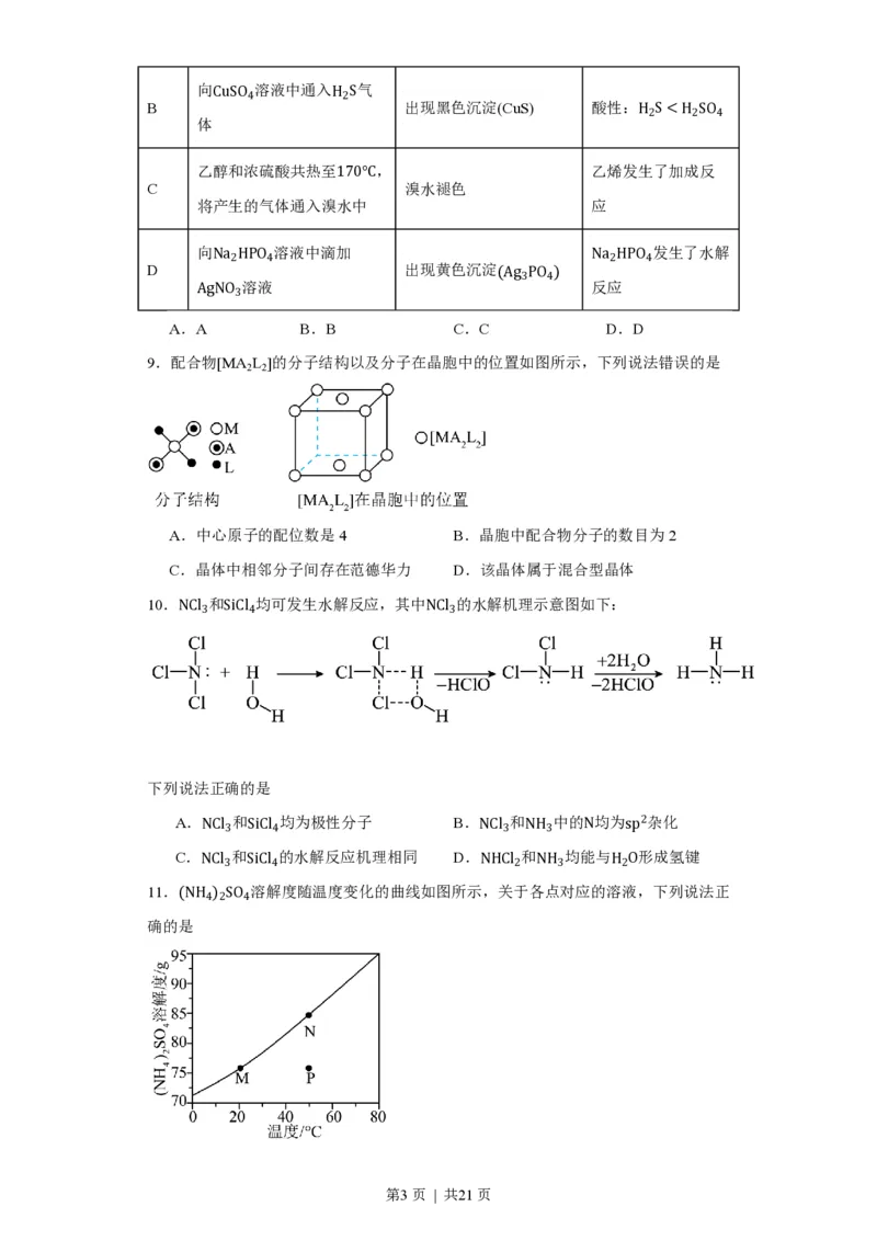 2023年高考化学试卷（重庆）（解析卷）_历年高考真题合集_化学历年高考真题_新&middot;PDF版2008-2025&middot;高考化学真题_化学（按试卷类型分类）2008-2025_自主命题卷&middot;化学（2008-2025）(1)