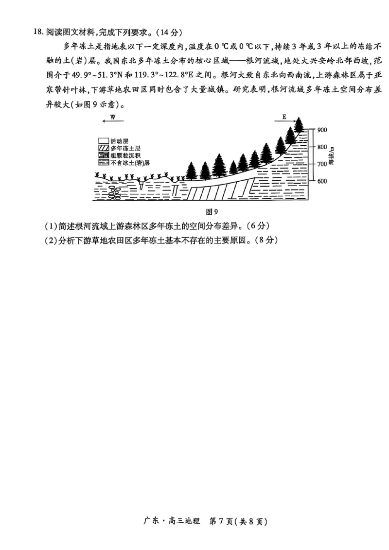 2025年10月广东省高三上进联考地理试卷_@高三模考真题_2025年10月广东省高三上进联考试卷及答案