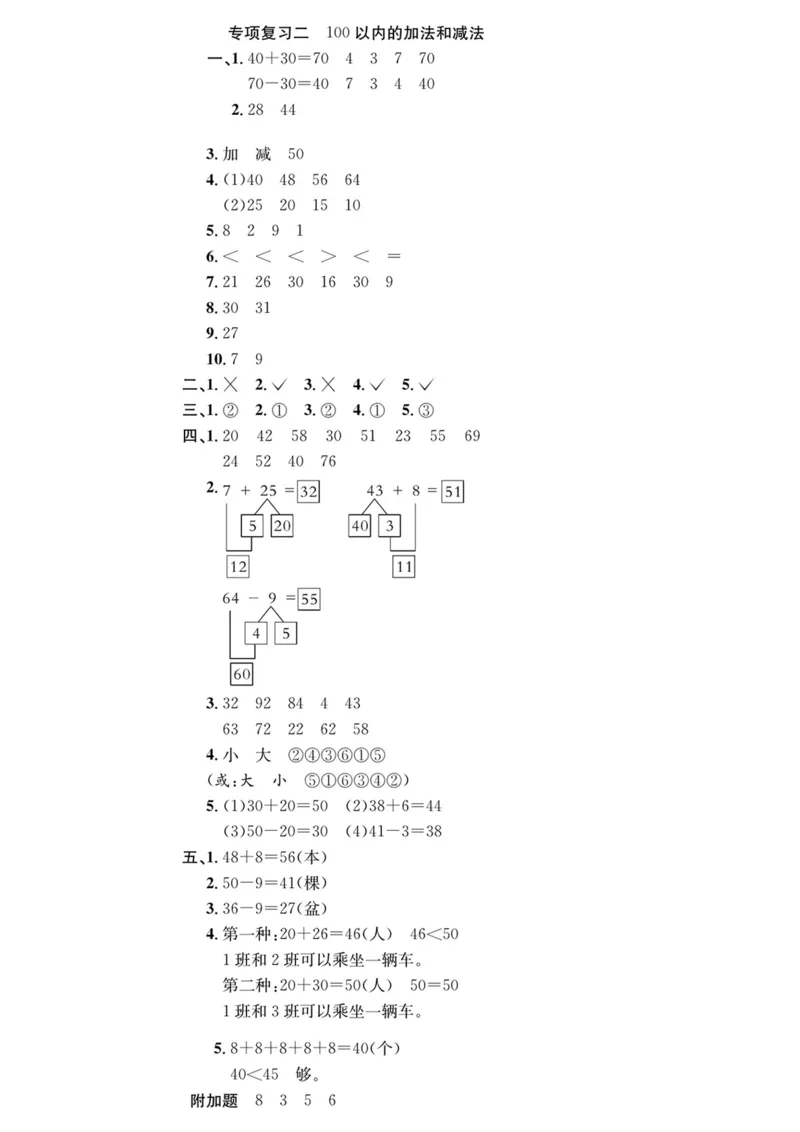 5.21数学期末复习二100以内加法和减法_一年级上下册资料_小学一年级学习资料-25年更新版_1-04、小学一年级数学下册_1-4-2、练习题、作业、试题、试卷_通用_通用重点必背+专项练习