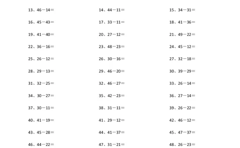 50以内减法第1-10篇_小学数学口算竖式脱式计算应用题一二三四五六年级上下册电_小学数学口算题库电子版（1-6）_小学数学口算一年级_口算题适合1年级(含答案）