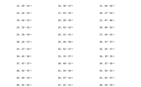 50以内减法第1-10篇_小学数学口算竖式脱式计算应用题一二三四五六年级上下册电_小学数学口算题库电子版（1-6）_小学数学口算一年级_口算题适合1年级(含答案）