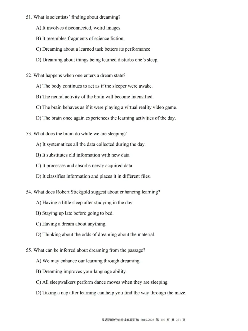 四级仔细阅读真题2015-2023.12_大学英语四级+六级_四级真题_专项_四级仔细阅读