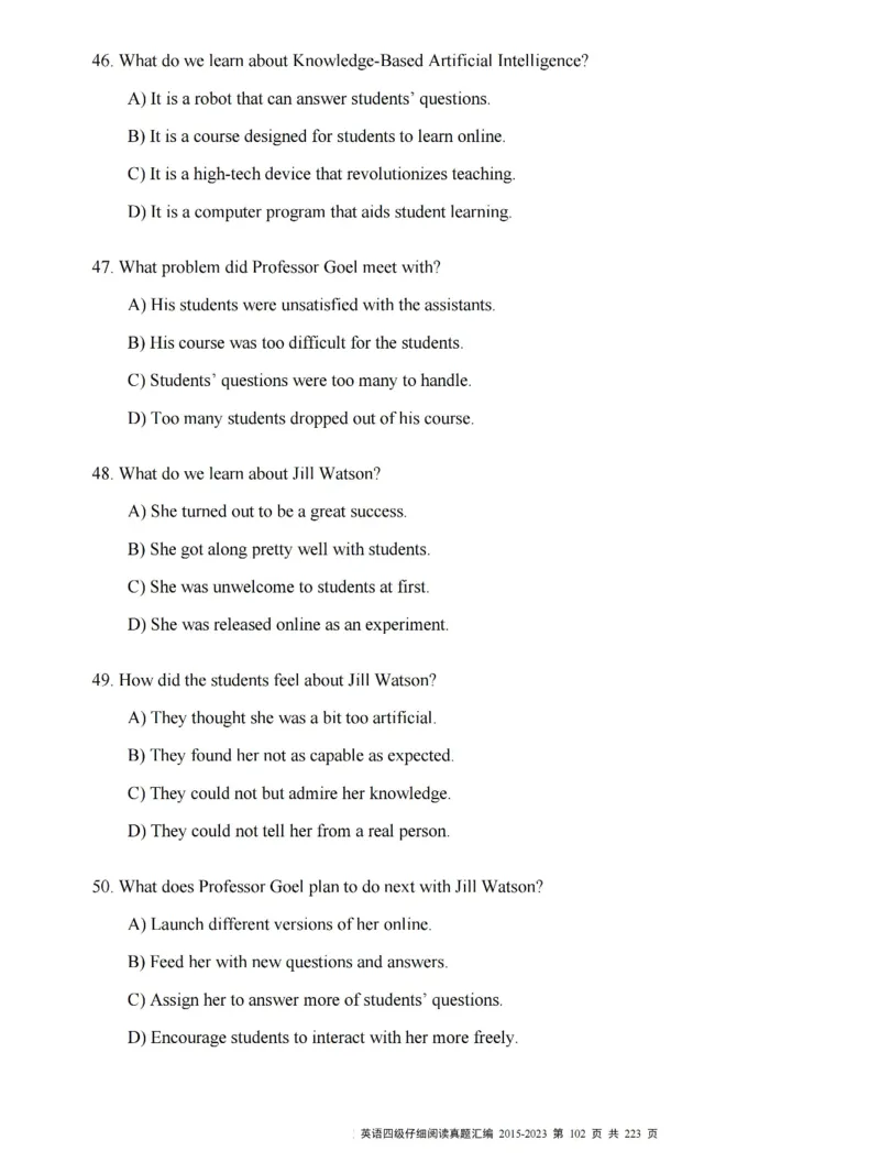 四级仔细阅读真题2015-2023.12_大学英语四级+六级_四级真题_专项_四级仔细阅读