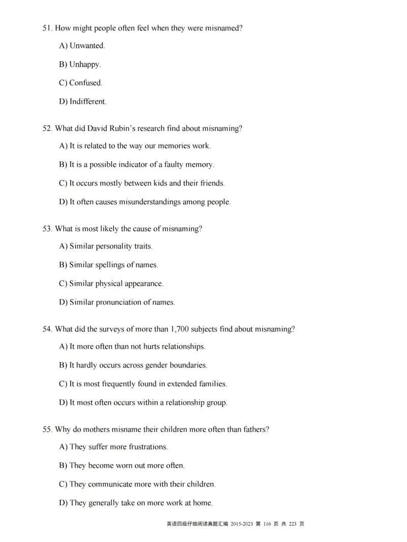 四级仔细阅读真题2015-2023.12_大学英语四级+六级_四级真题_专项_四级仔细阅读