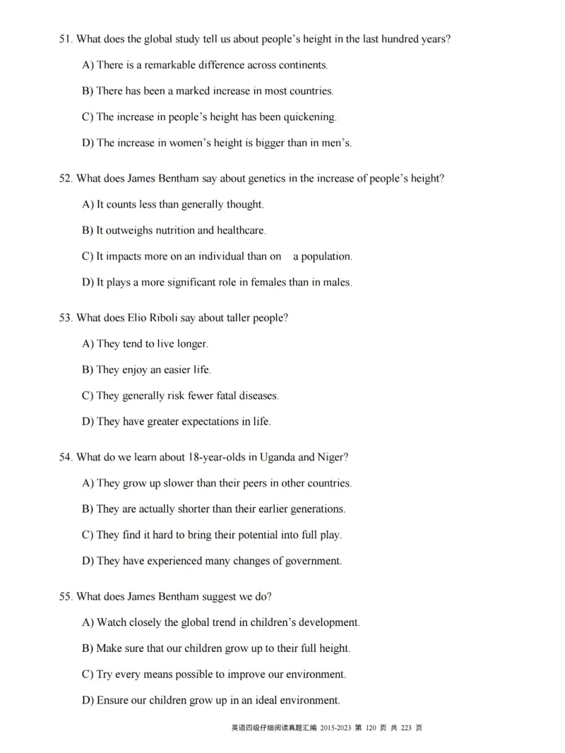四级仔细阅读真题2015-2023.12_大学英语四级+六级_四级真题_专项_四级仔细阅读