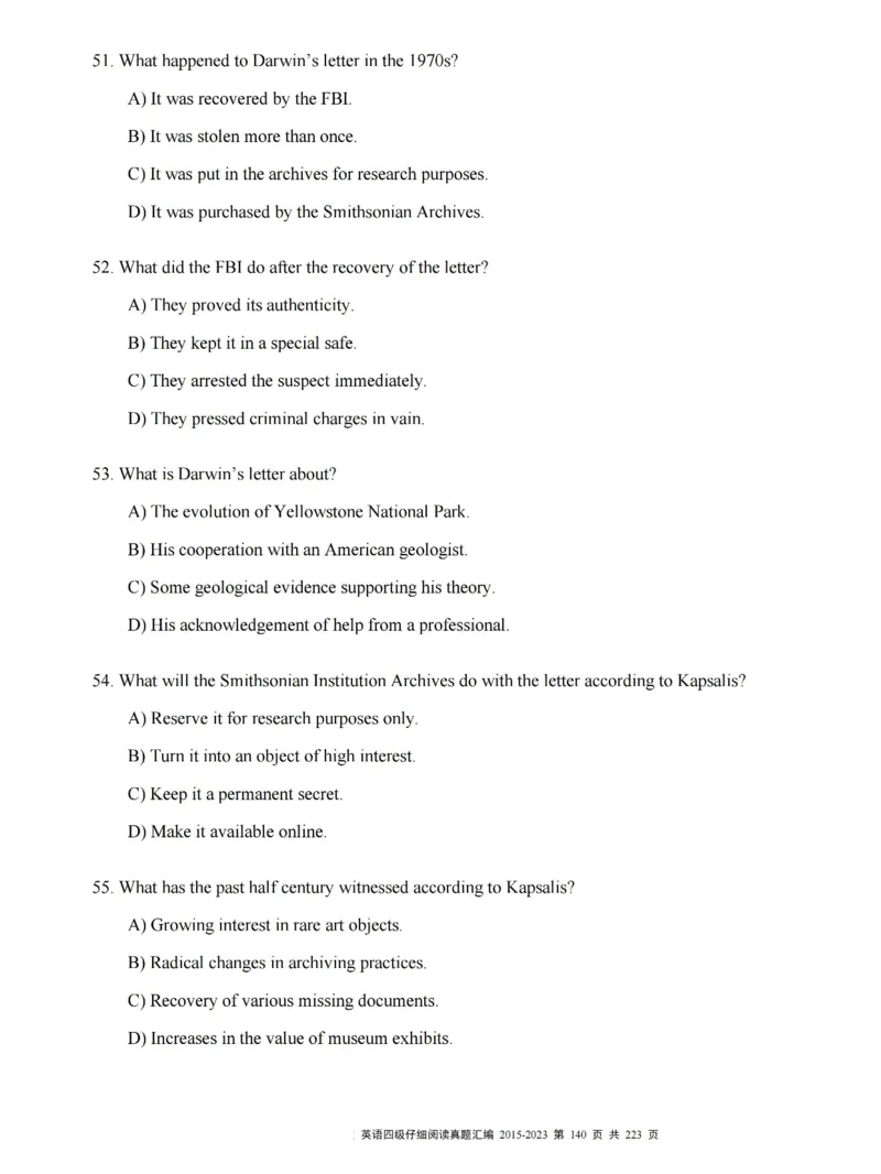 四级仔细阅读真题2015-2023.12_大学英语四级+六级_四级真题_专项_四级仔细阅读