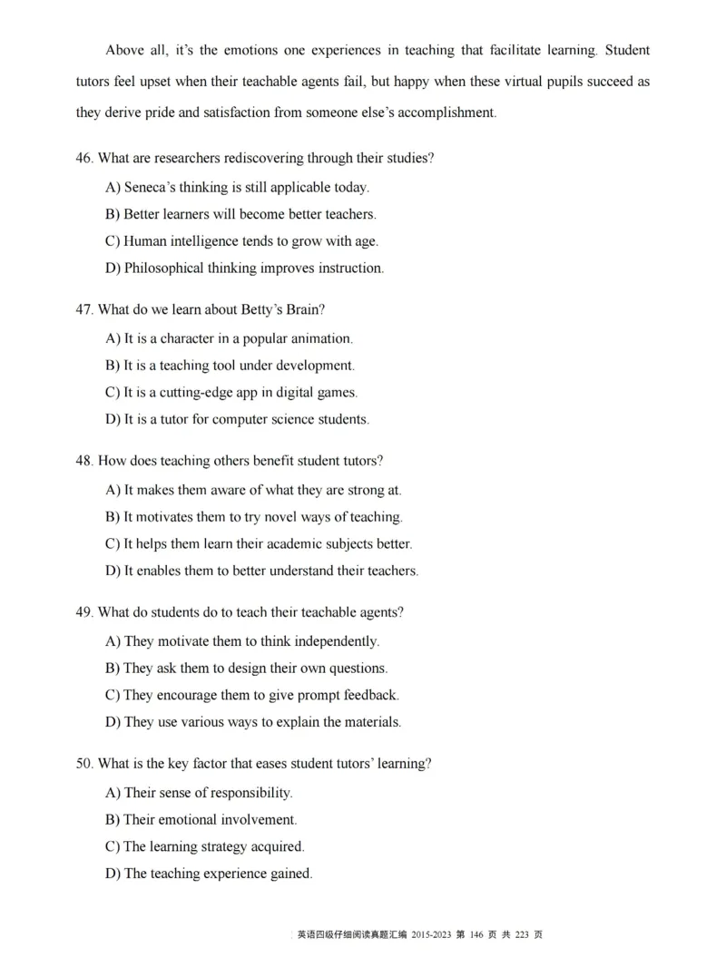 四级仔细阅读真题2015-2023.12_大学英语四级+六级_四级真题_专项_四级仔细阅读