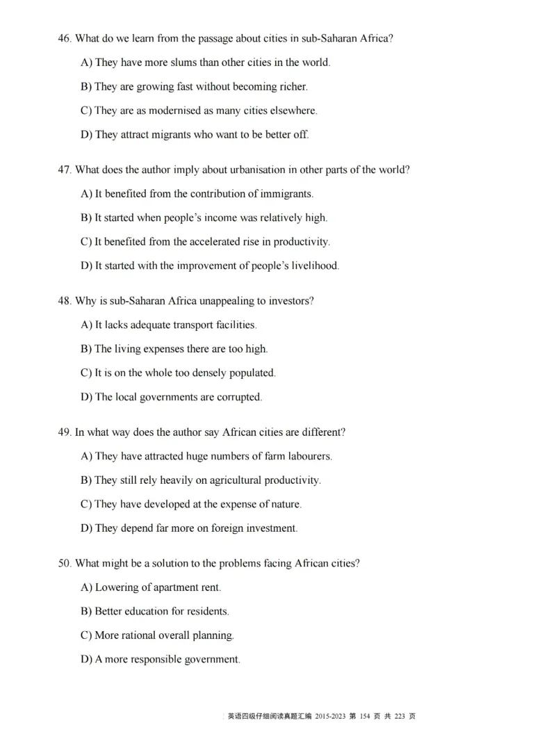 四级仔细阅读真题2015-2023.12_大学英语四级+六级_四级真题_专项_四级仔细阅读