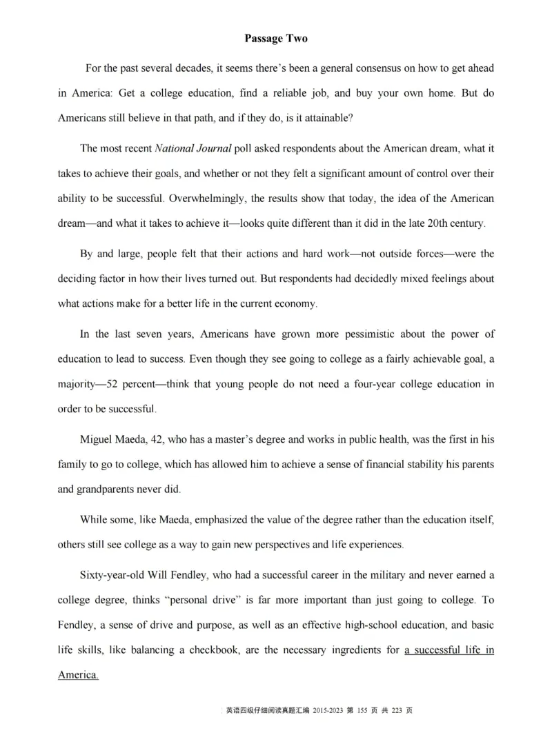 四级仔细阅读真题2015-2023.12_大学英语四级+六级_四级真题_专项_四级仔细阅读