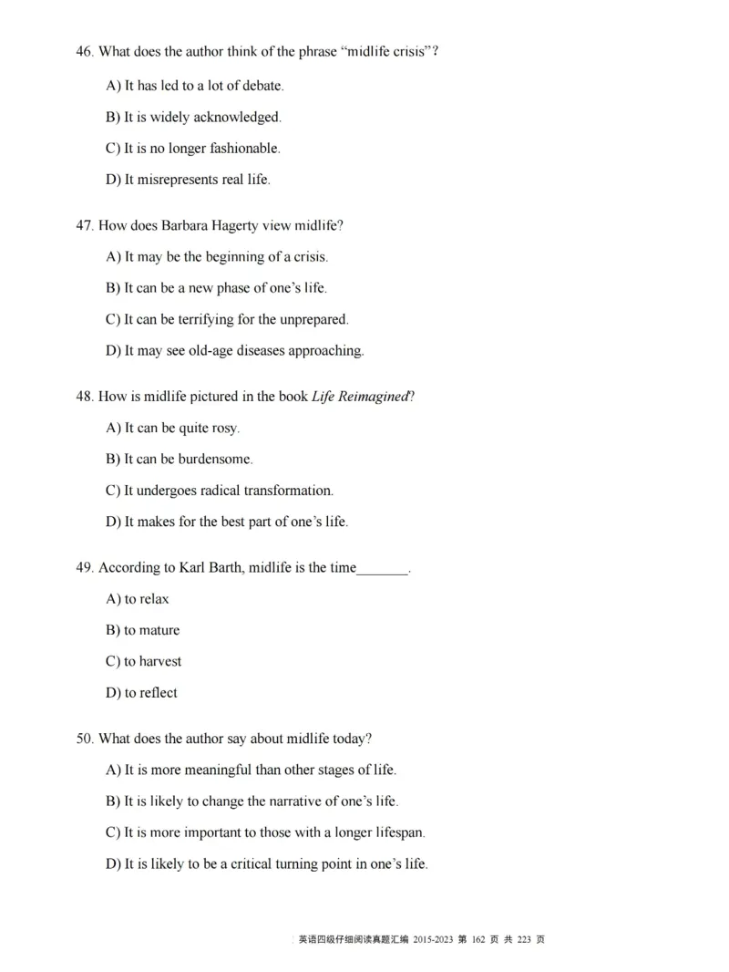 四级仔细阅读真题2015-2023.12_大学英语四级+六级_四级真题_专项_四级仔细阅读