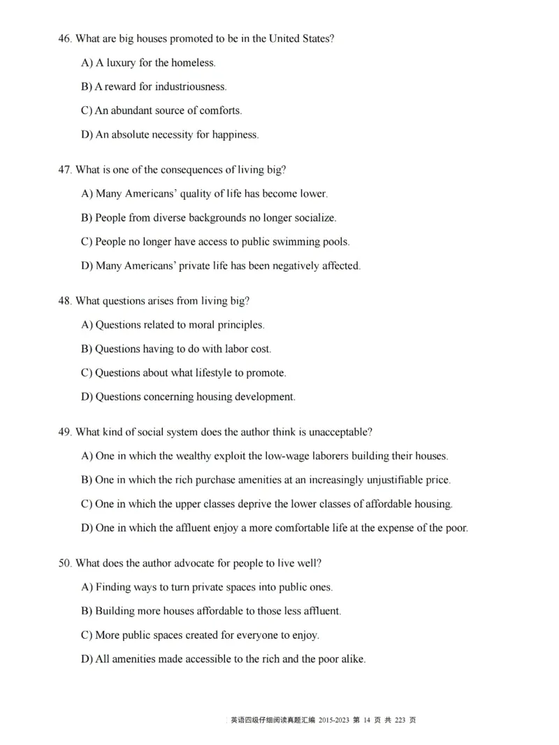 四级仔细阅读真题2015-2023.12_大学英语四级+六级_四级真题_专项_四级仔细阅读