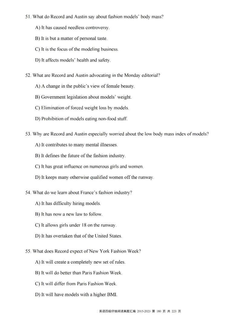 四级仔细阅读真题2015-2023.12_大学英语四级+六级_四级真题_专项_四级仔细阅读