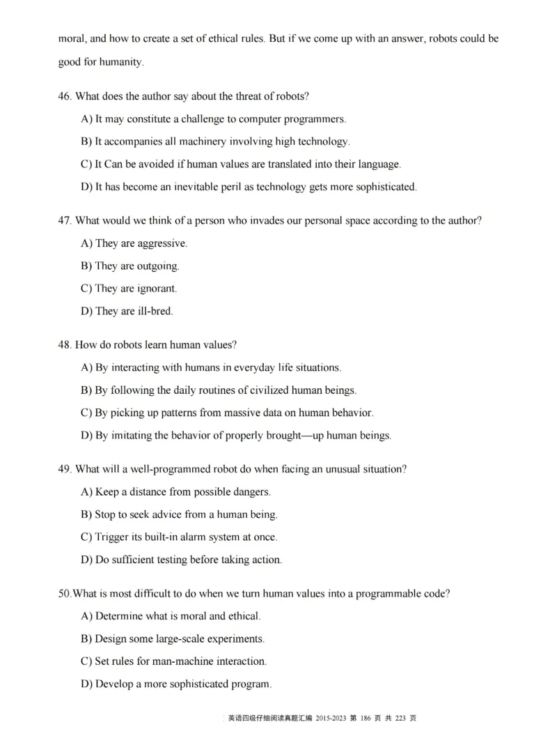 四级仔细阅读真题2015-2023.12_大学英语四级+六级_四级真题_专项_四级仔细阅读