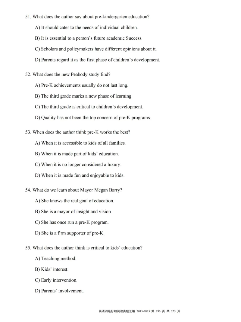 四级仔细阅读真题2015-2023.12_大学英语四级+六级_四级真题_专项_四级仔细阅读