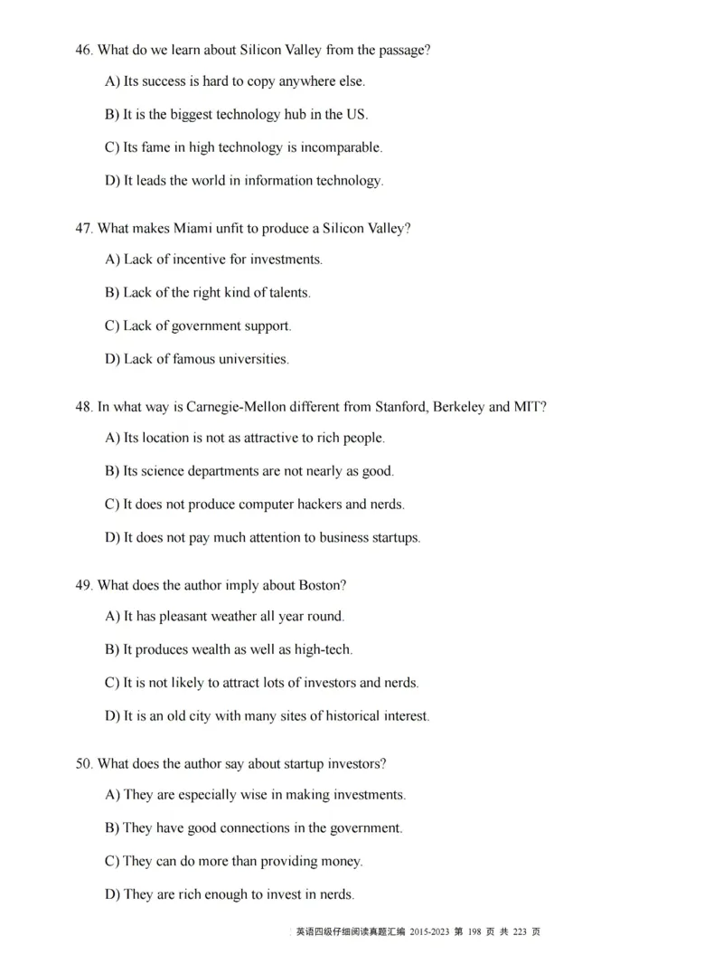 四级仔细阅读真题2015-2023.12_大学英语四级+六级_四级真题_专项_四级仔细阅读