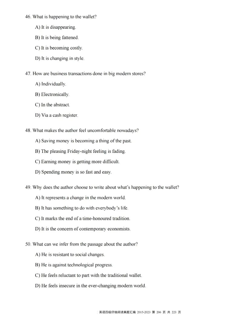 四级仔细阅读真题2015-2023.12_大学英语四级+六级_四级真题_专项_四级仔细阅读